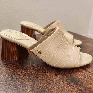 Sonya Croc-Embossed Textured Faux Leather Sandals